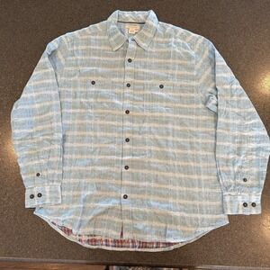 Carbon 2‎ Cobalt Men's L Sea Change Chambray Shirt Frayed Patchwork Madras Gauze